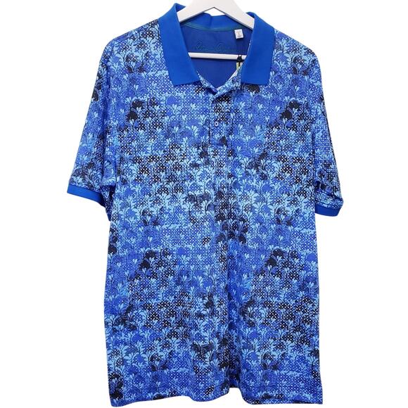 NWT Robert Graham Warden SS Polo Shirt Blue Men's Large *Minor Flaw*